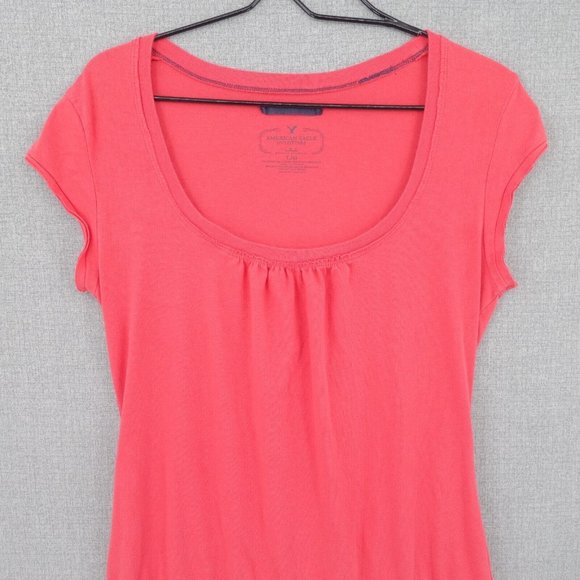 American Eagle Dress Womens Large Red Short Sleeve A-Line Midi Scoop Neck - Picture 2 of 8